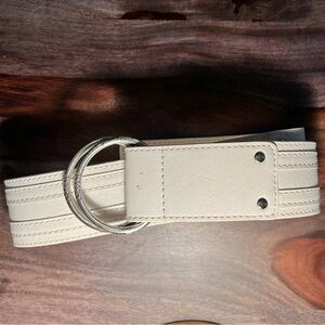 Lacoste Off-White Belt with Silver Accents